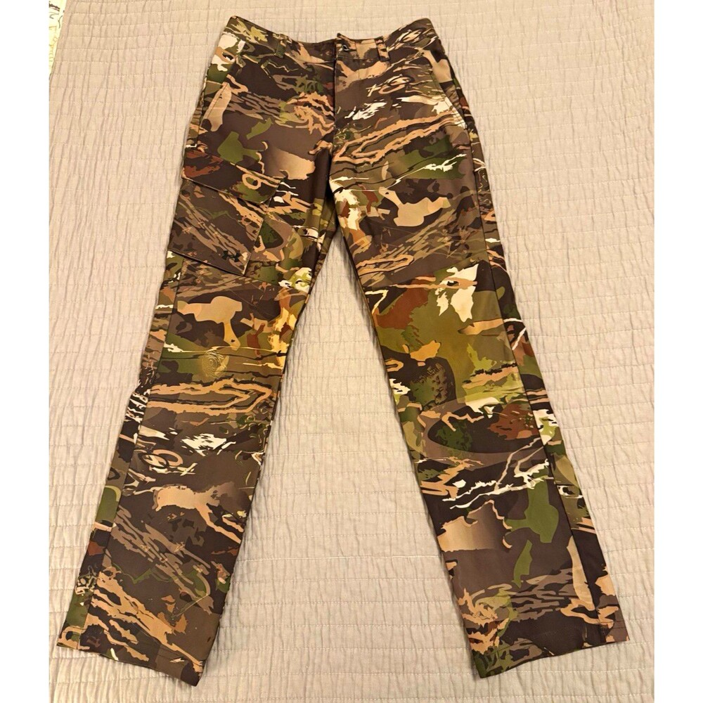 Under Armour Youth Camo Cargo Pants Loose Fit Straight Leg 26 Inseam